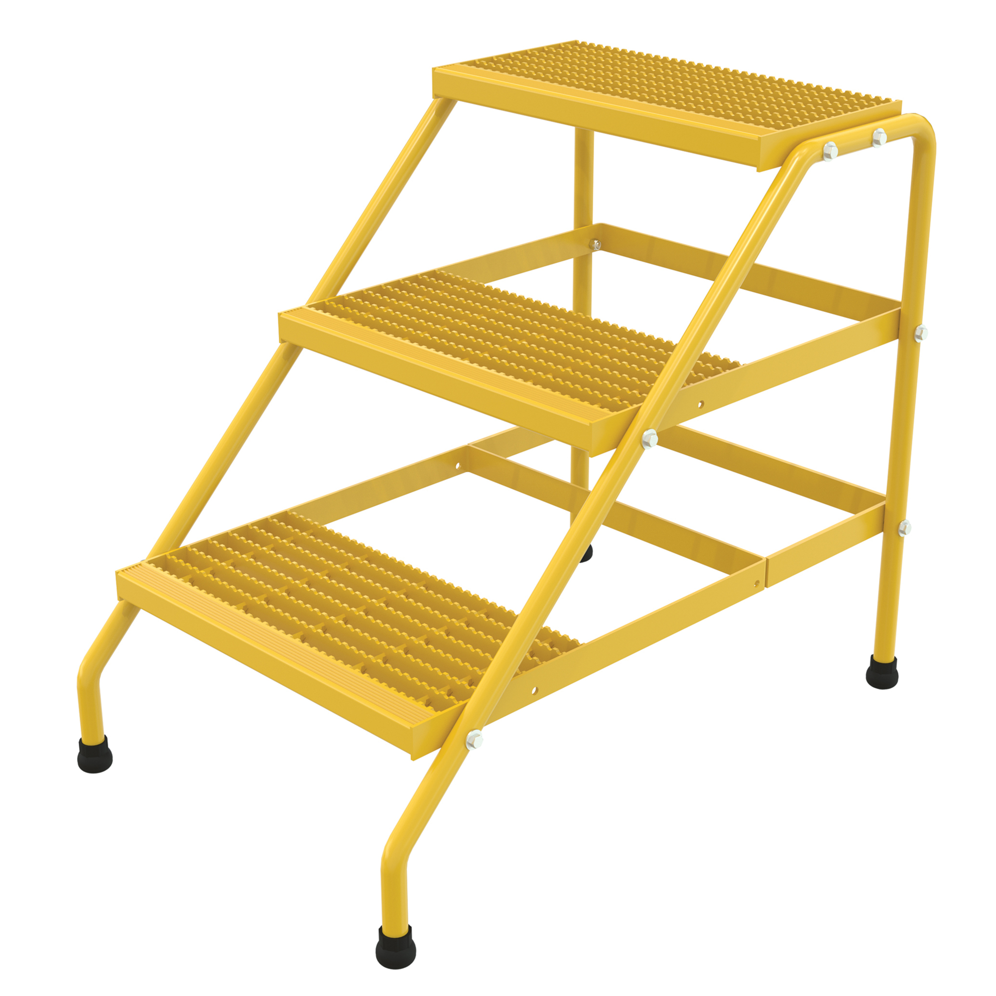 Vestil Aluminum Step Stool - 3 Steps, 30in. Height, 500-Lb. Capacity, Serrated Surface, Yellow, Model# SSA-3-KD-Y